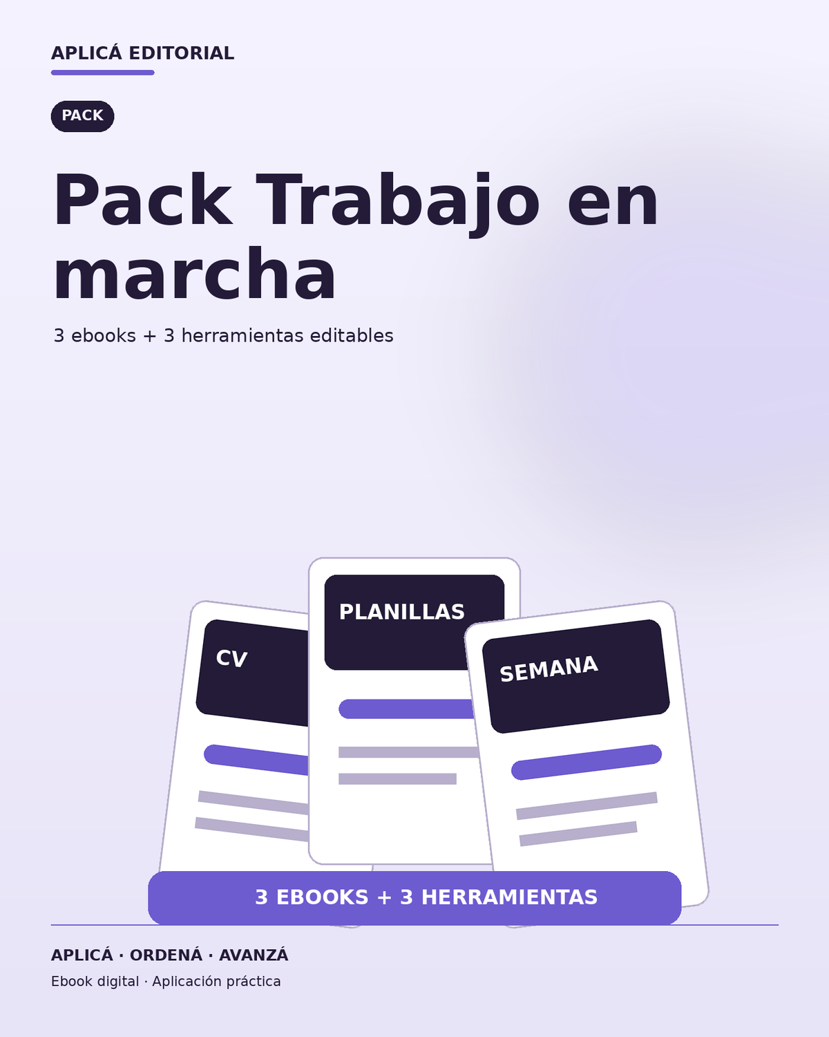 Pack Trabajo en marcha: 3 ebooks + 3 herramientas